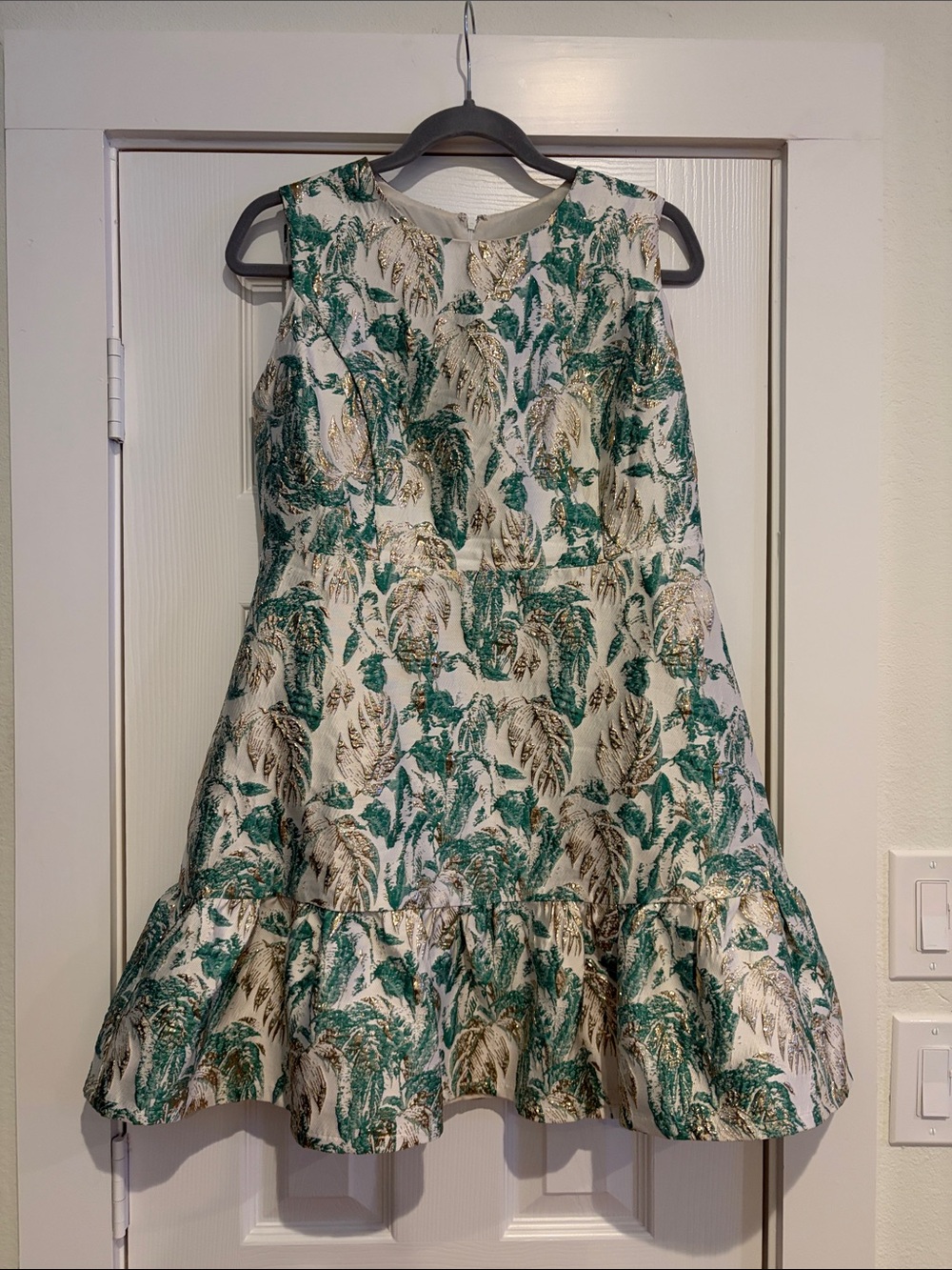Women’s  Green & Gold Floral Party Dress